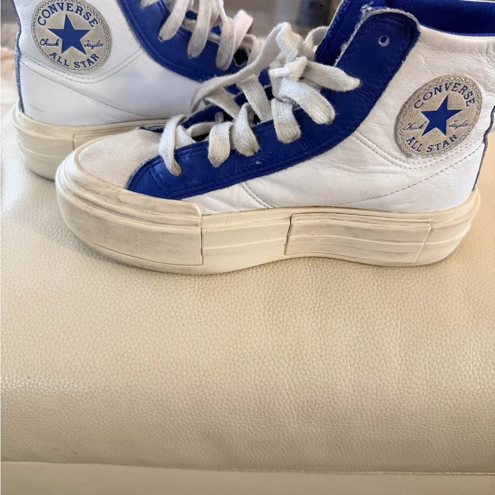 Converse White and Blue Platform High-Top Sneakers - Picture 3 of 8